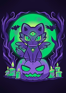 Spooky Moonlit Cat