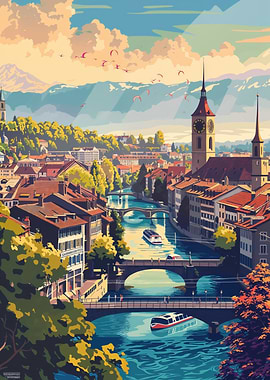 Bern cityscape in Switzerland