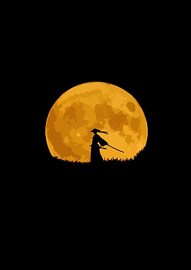 Samurai Silhouette Moon