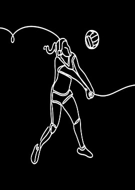 Volleyball Player Line Art