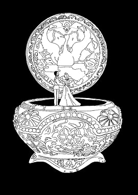 Ornate Music Box with Couple