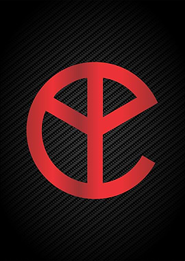 peace Red Circle Logo on Carbon Fiber
