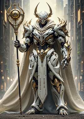 White and Gold Armored Figure