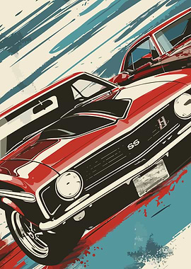 Red Classic Muscle Car