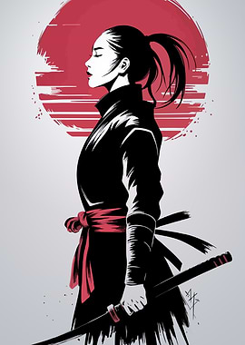 Samurai Woman Silhouette