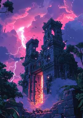 Ancient Ruins at Sunset