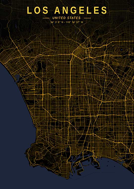Los Angeles Golden City Map