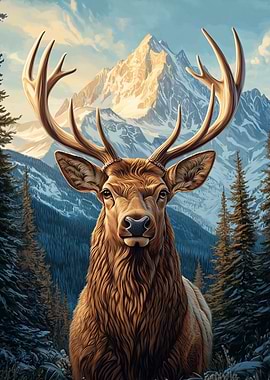 Majestic Elk in Mountain Landscape