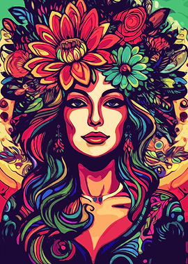 Floral Woman Portrait