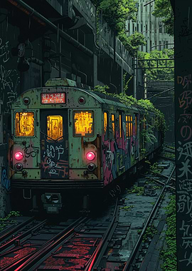 Abandoned Train in Urban Jungle