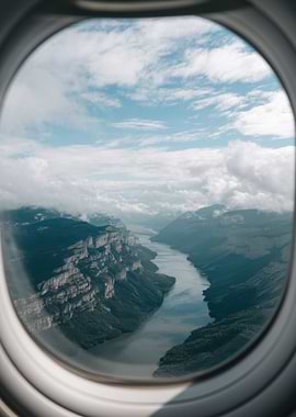 Aerial View from Airplane Window