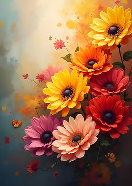 Vibrant blooming flowers