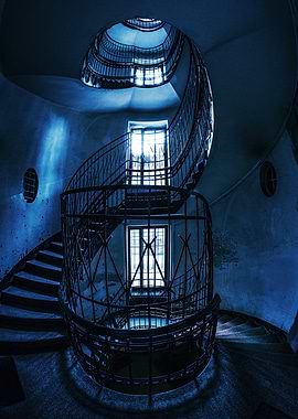 Spiral Staircase in Blue Tones