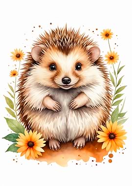 Cute Hedgehog Watercolor