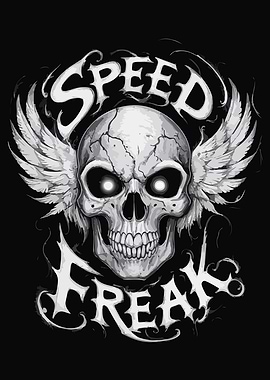 Speed Freak Skull with Wings