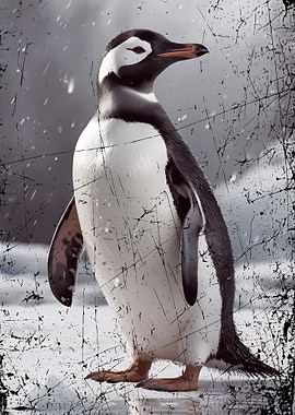 Penguin in Snowstorm