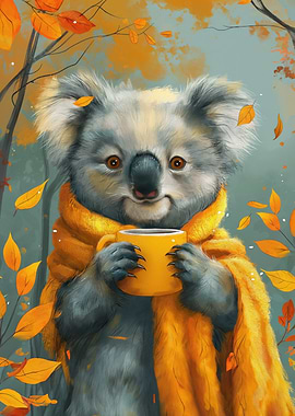 Koala with tea cup