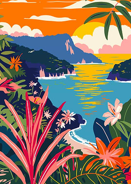 Italy Aeolian Island Minimalist Illustration