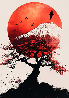 Red Sun & Mountain