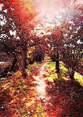 Autumn Window 1. Watercolor