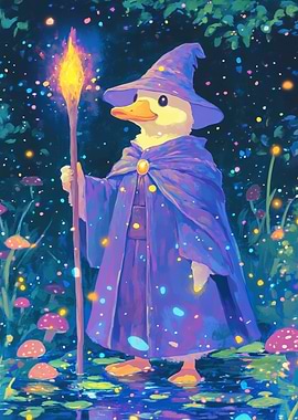 Duck Wizard in Enchanted Forest