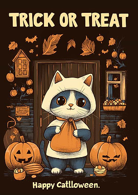 Cat Halloween Trick or Treat