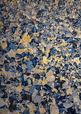 Abstract Crystal Pattern in blue and yellow