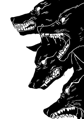 Three-Headed Wolf Illustration