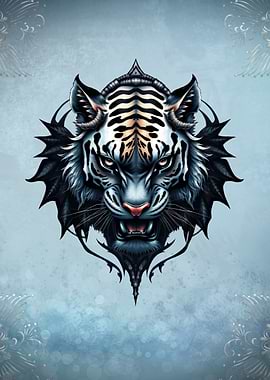 White Tiger with Intricate Design