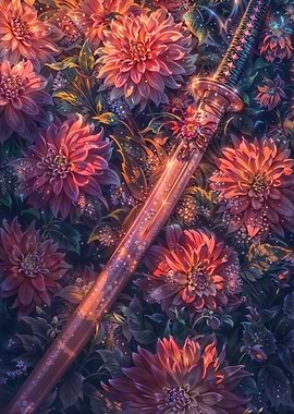 Katana in Dahlias