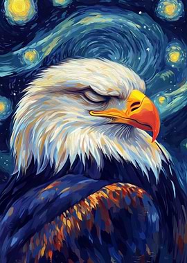 Eagle in Starry Night