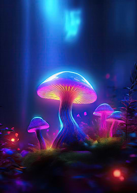 Neon Mushroom Forest