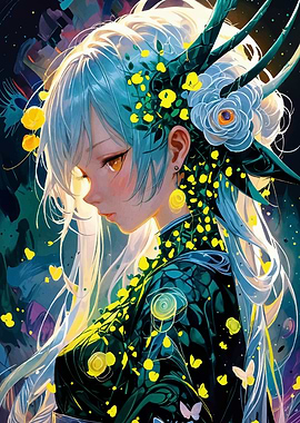 Anime Girl with Flowers