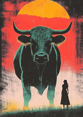 Giant Bull and Woman