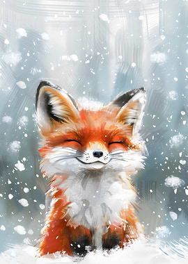 Smiling Fox in Snow