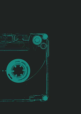 Teal Cassette Tape ART
