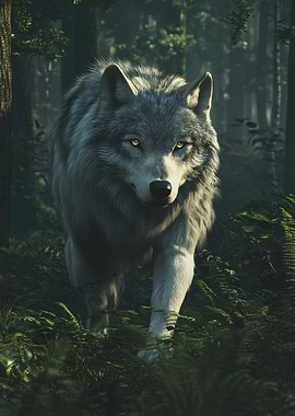 Grey Wolf In The Forest