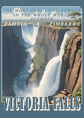 Victoria Falls Poster 1950's style