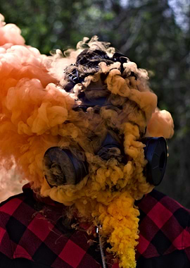 Gas Mask in Smoke