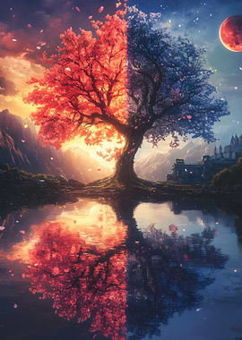 Dual-Colored Tree Landscape mindblowing