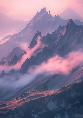 Cloudy Mountain Peaks