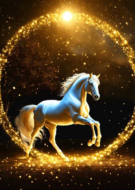 White Horse in Golden Light