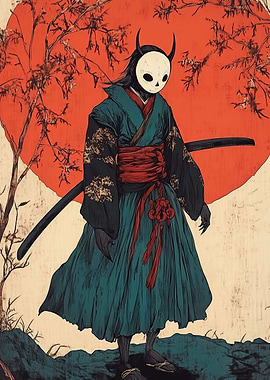 Samurai with Skull Mask
