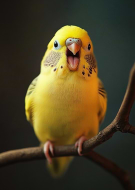 Happy Yellow Budgie Singing
