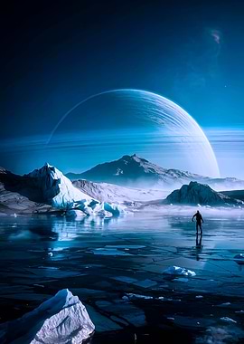 Lone Figure on Frozen Planet