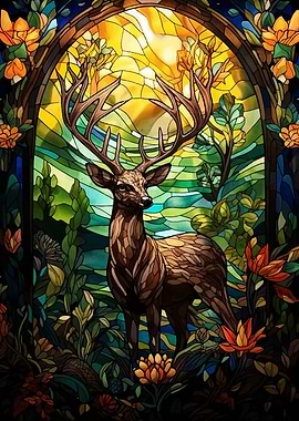 Stained Glass Deer Animal