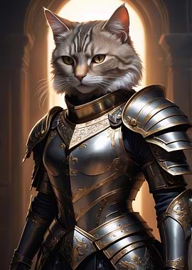 Cat Knight in Armor