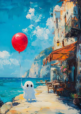 Ghost with Balloon by the Sea