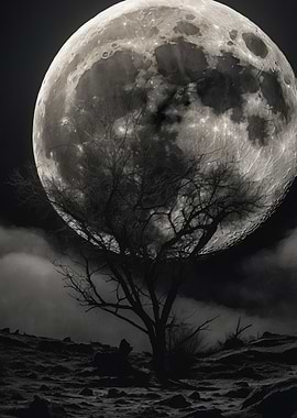 Full Moon and Bare Tree