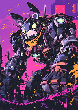 Cyberpunk Mech with Bear Ears